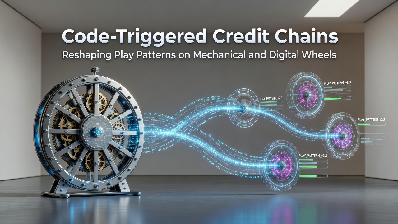 Mechanical roulette wheel in a casino setting with digital overlays showing credit chain activations during June 2026 play sessions