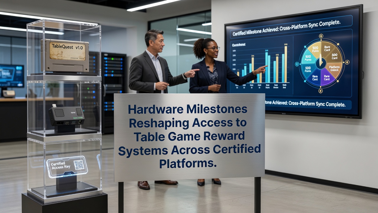 Modern certified gaming hardware with integrated reward tracking systems on a professional table game setup