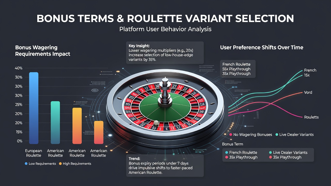 Diagram showing how bonus wagering requirements influence player choices between European, American, and French roulette variants on digital platforms