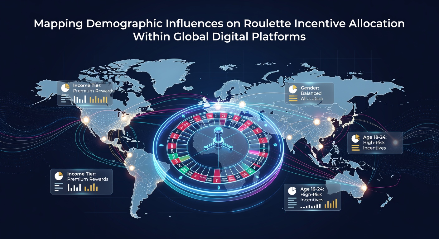 Global map overlay showing demographic data points related to online roulette player segments and incentive patterns