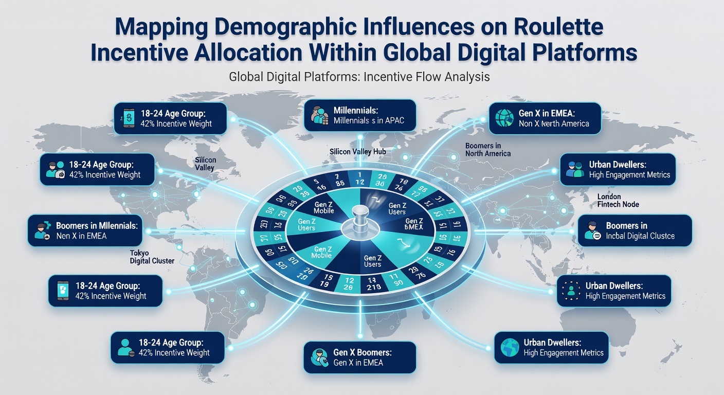 Dashboard visualization of roulette player demographics segmented by age, region, and incentive type on digital platforms