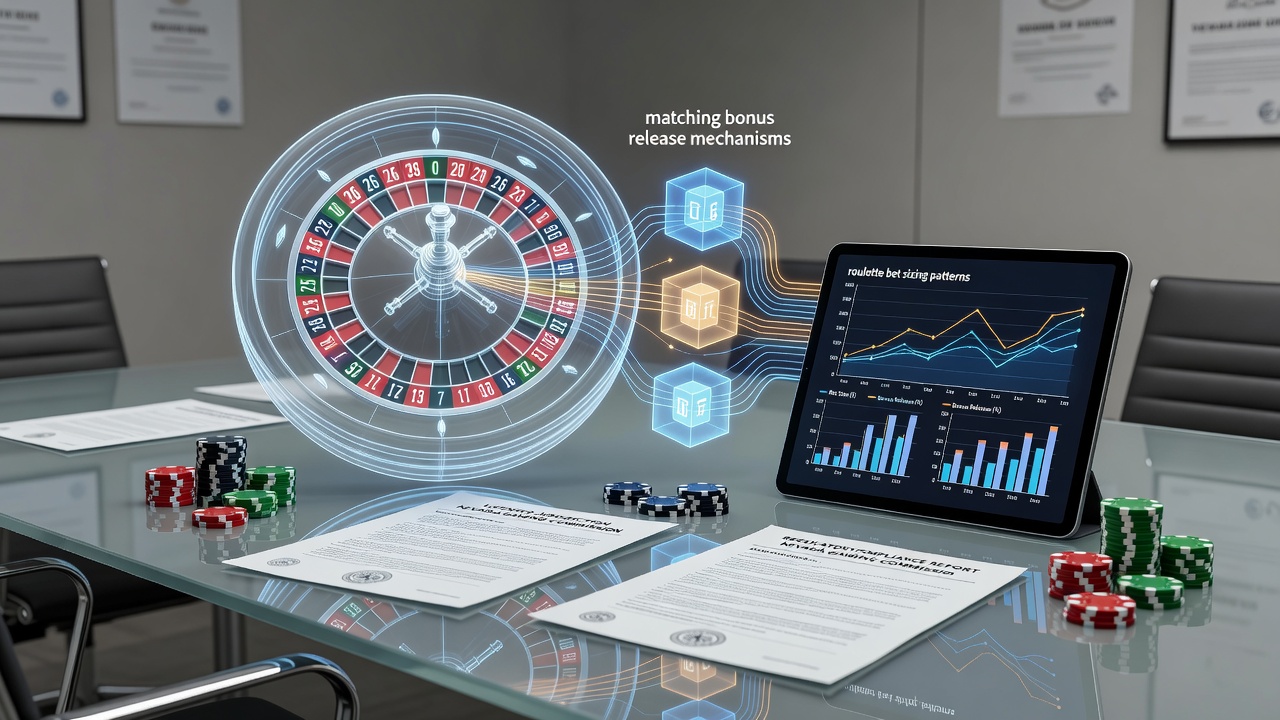 Roulette wheel and betting chips arranged on a casino table in a licensed gaming facility