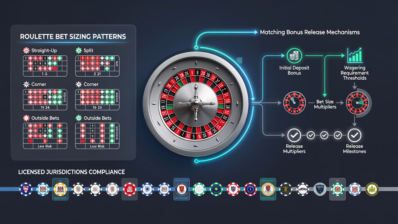 Close-up view of roulette betting layout with chips placed on various number combinations