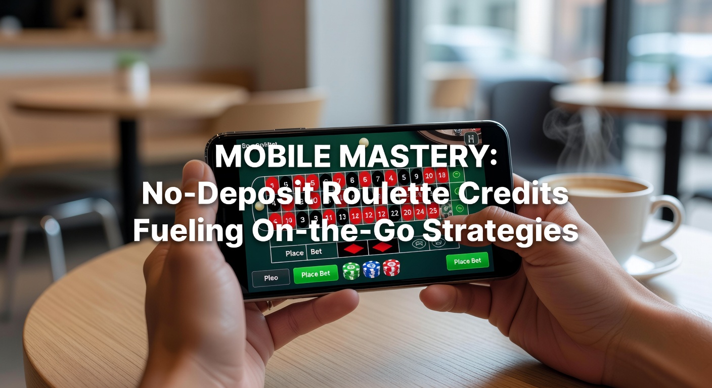 Smartphone displaying a vibrant mobile roulette game interface with spinning wheel and no-deposit credit prompts