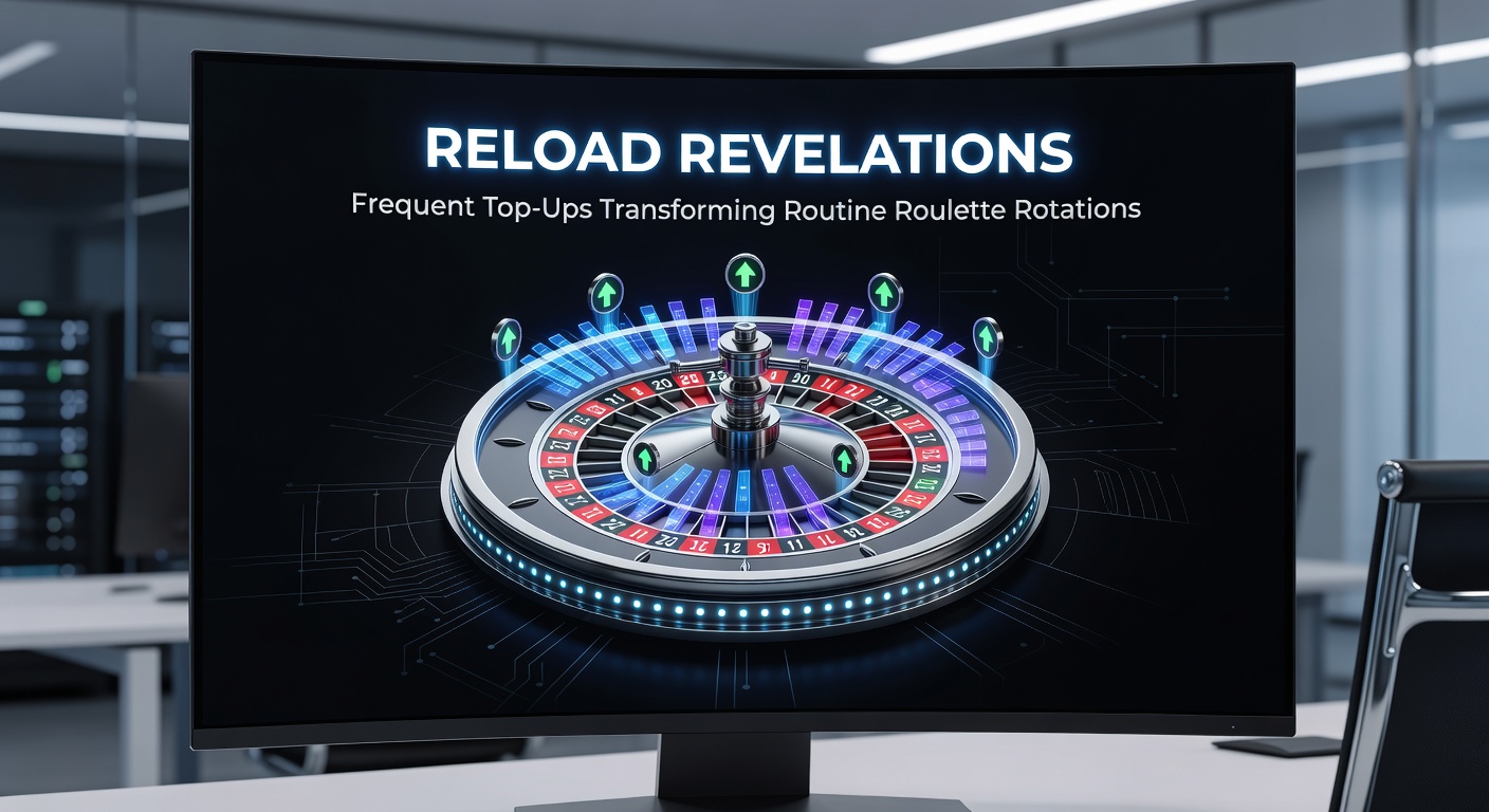 Casino dashboard screenshot showing active reload bonus activation during a live roulette game, with spinning wheel and credit counters in the foreground