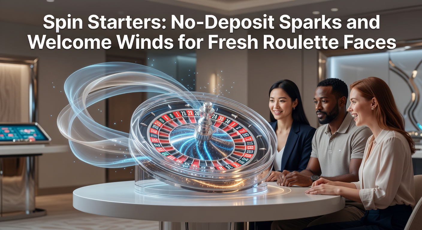 A vibrant roulette wheel spinning with glowing bonus icons overlayed, symbolizing the excitement of no-deposit starters for new players