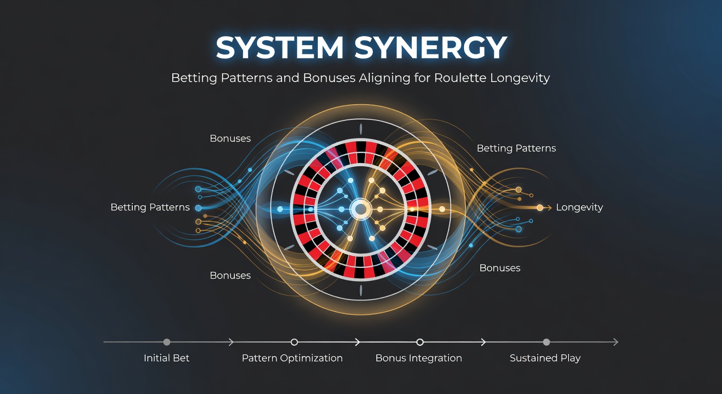 Digital graphic showing interlocking gears representing betting patterns meshing with bonus structures in a roulette wheel context