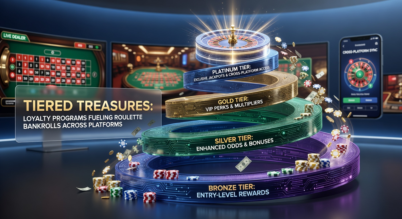 Screenshot of a casino loyalty dashboard displaying tier progress bar, roulette bet history, and upcoming rewards like free chips and cashback percentages