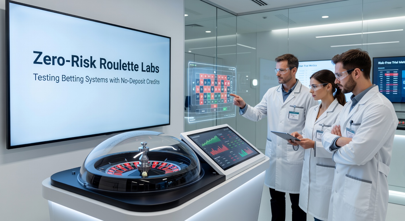 Digital interface of a roulette lab simulation displaying no-deposit credit balances and betting system charts